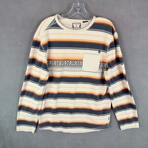 Volcom Mens Shirt Large Y2K Striped Long Sleeve Skater Grunge Pocket 00s Beach